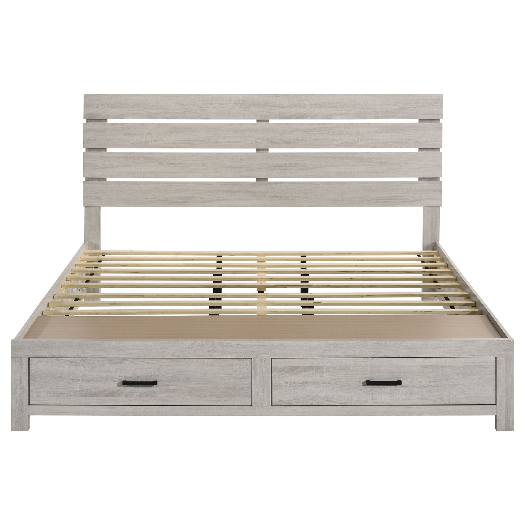 Brantford Wood Eastern King Storage Panel Bed Coastal White - Tampa Furniture Outlet