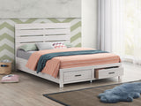 Brantford Wood Queen Storage Panel Bed Coastal White - Tampa Furniture Outlet