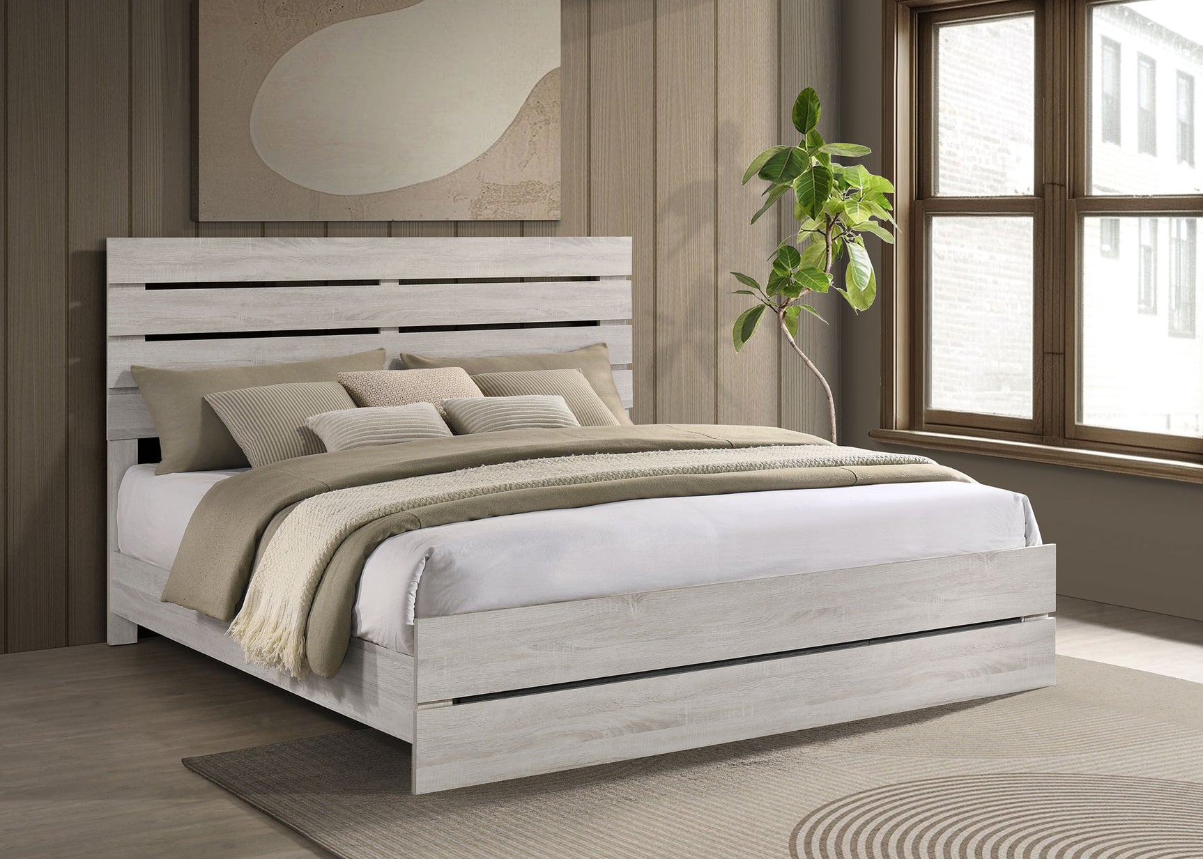 Brantford Wood Eastern King Panel Bed Coastal White - Tampa Furniture Outlet