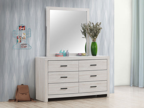 Brantford 6-drawer Dresser with Mirror Coastal White - Tampa Furniture Outlet