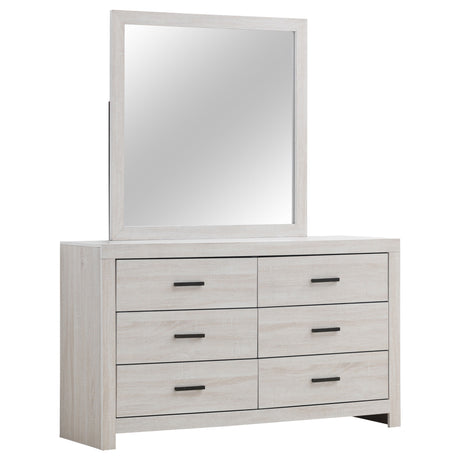 Tampa Furniture Outlet - Coaster - Brantford 6-drawer Dresser with Mirror Coastal White - 207053M