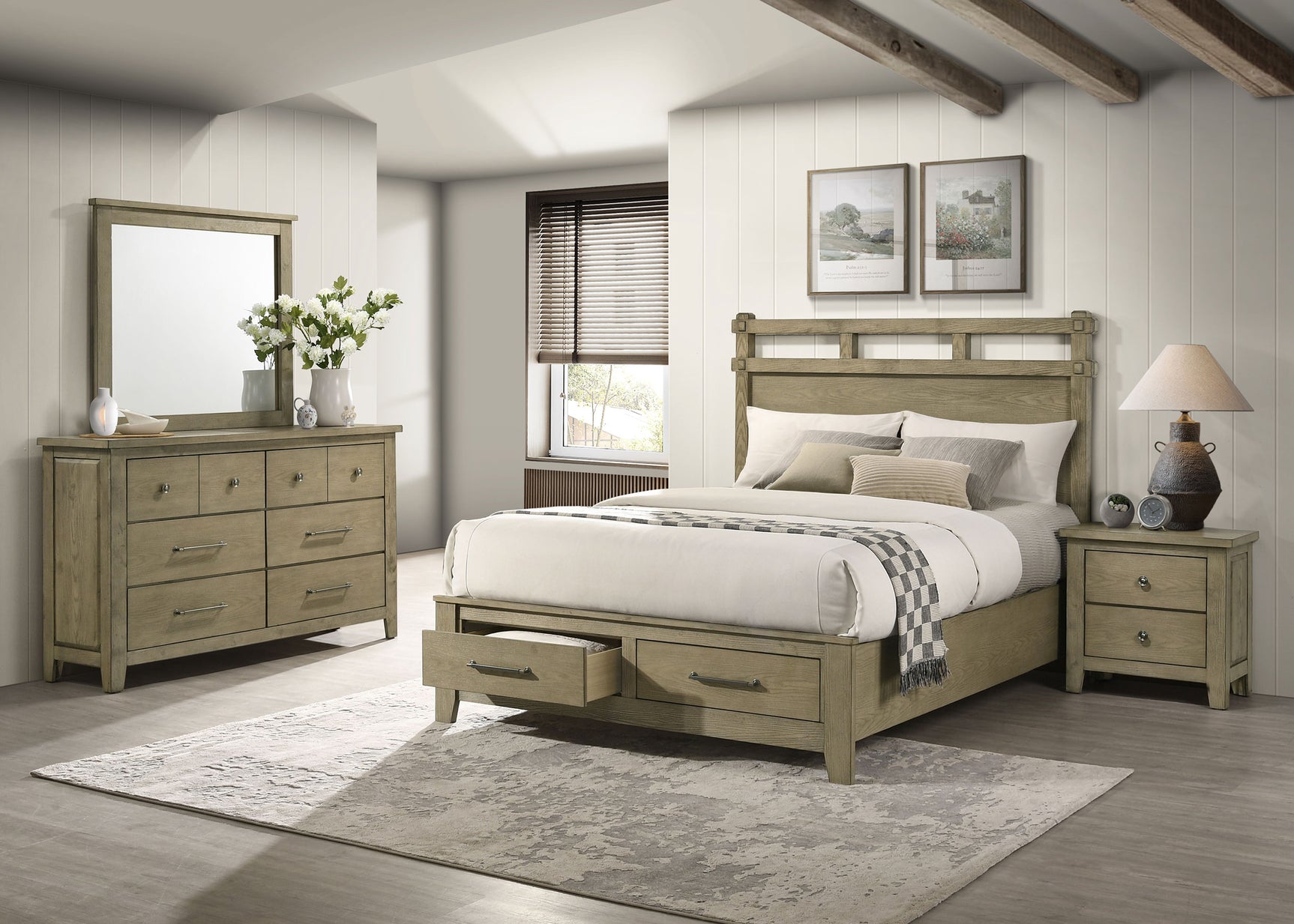 Tampa Furniture Outlet - Coaster - Hazlewood 4-piece Eastern King Bedroom Set Vineyard Oak - 207530KE-S4