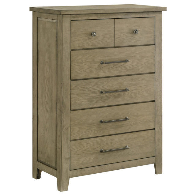 Tampa Furniture Outlet - Coaster - Hazlewood 5-drawer Bedroom Chest of Drawers Vineyard Oak - 207535