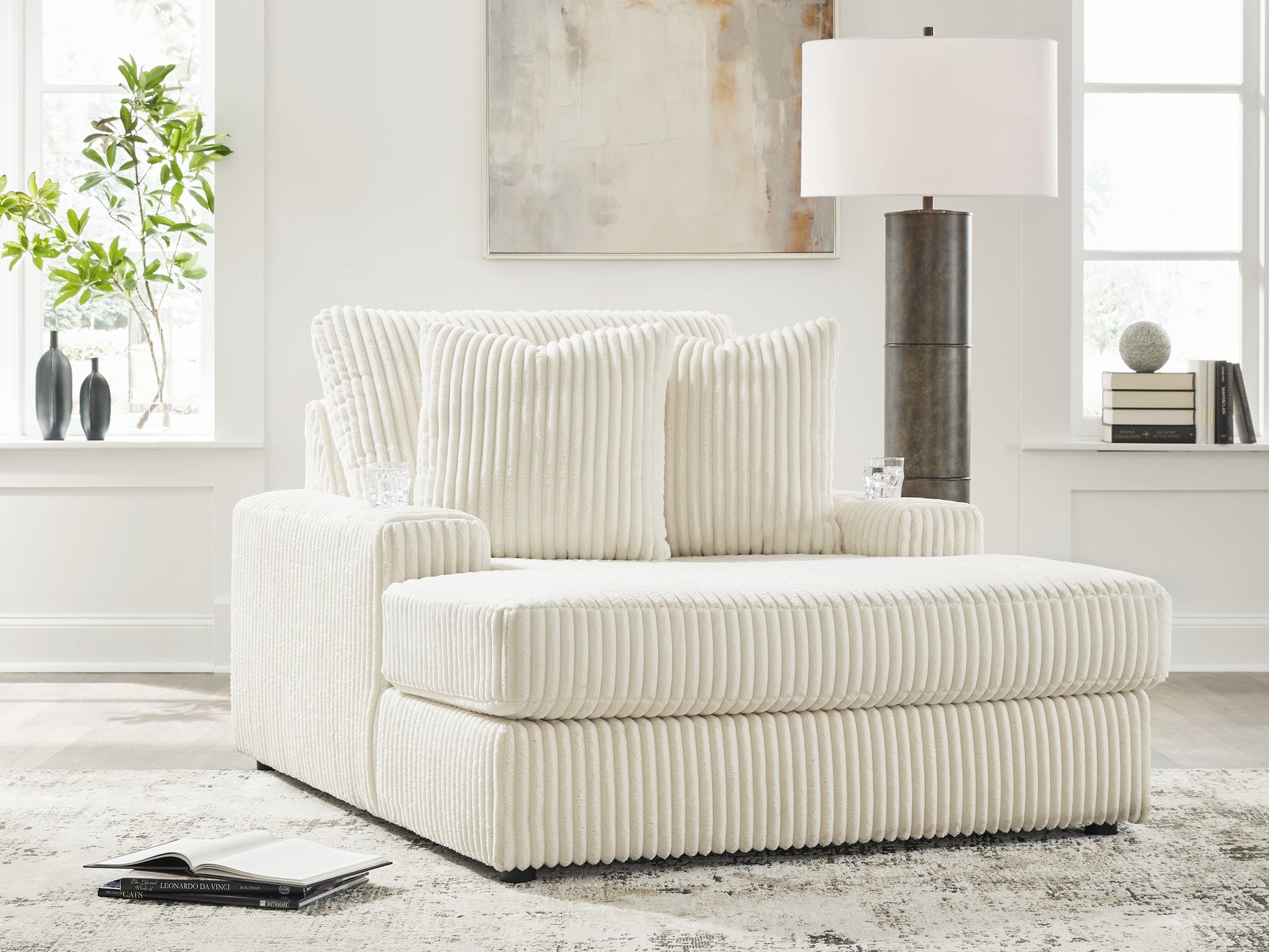 Tampa Furniture Outlet - Ashley Furniture - Lindyn Living Room - Chaise / Ivory - 2110415