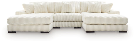 Tampa Furniture Outlet - Ashley Furniture - Lindyn Sectional - RAF 3-Piece Sectional with Double Chaise / Ivory - 21104S18