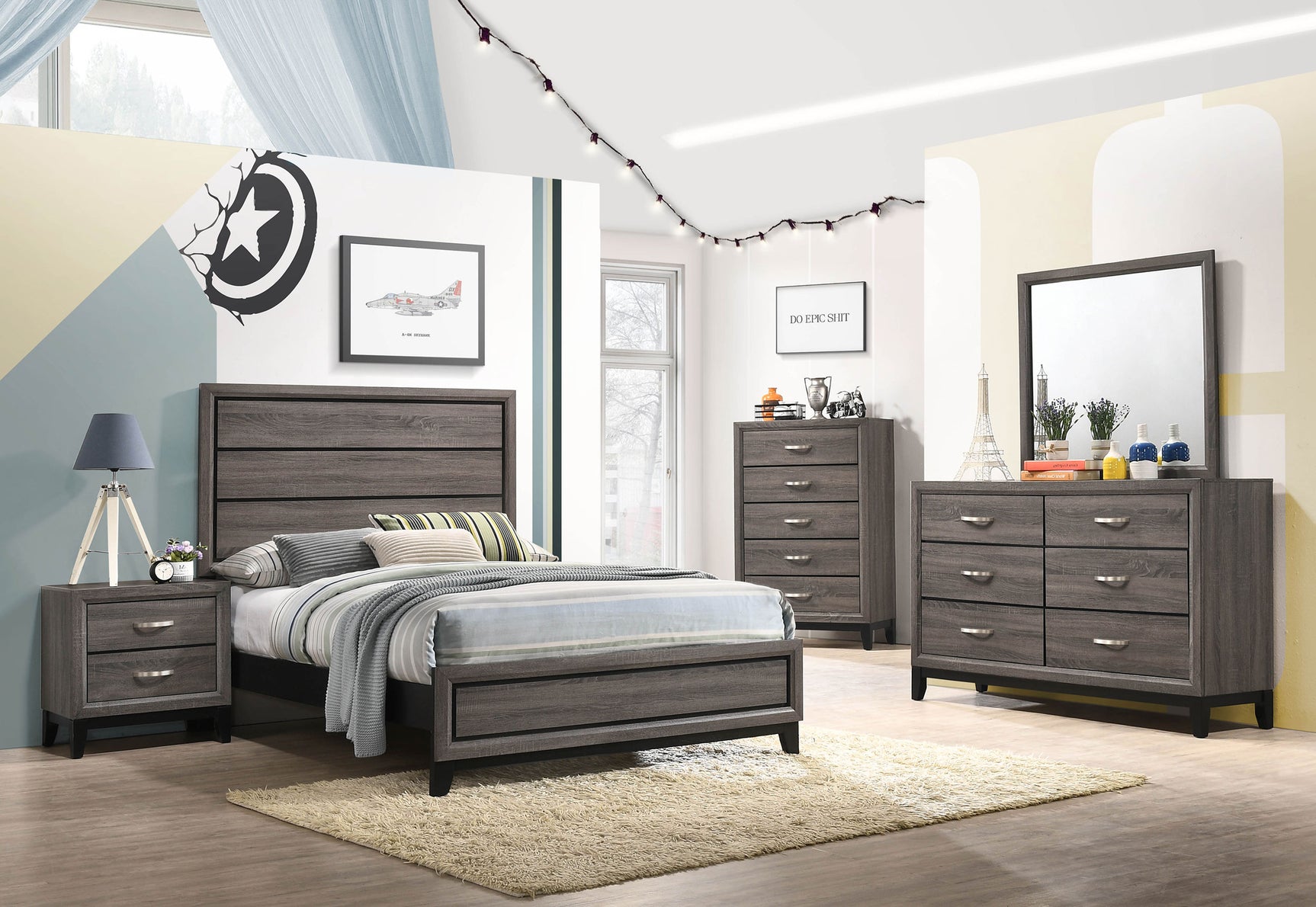 Watson Wood Full Panel Bed Grey Oak - Tampa Furniture Outlet