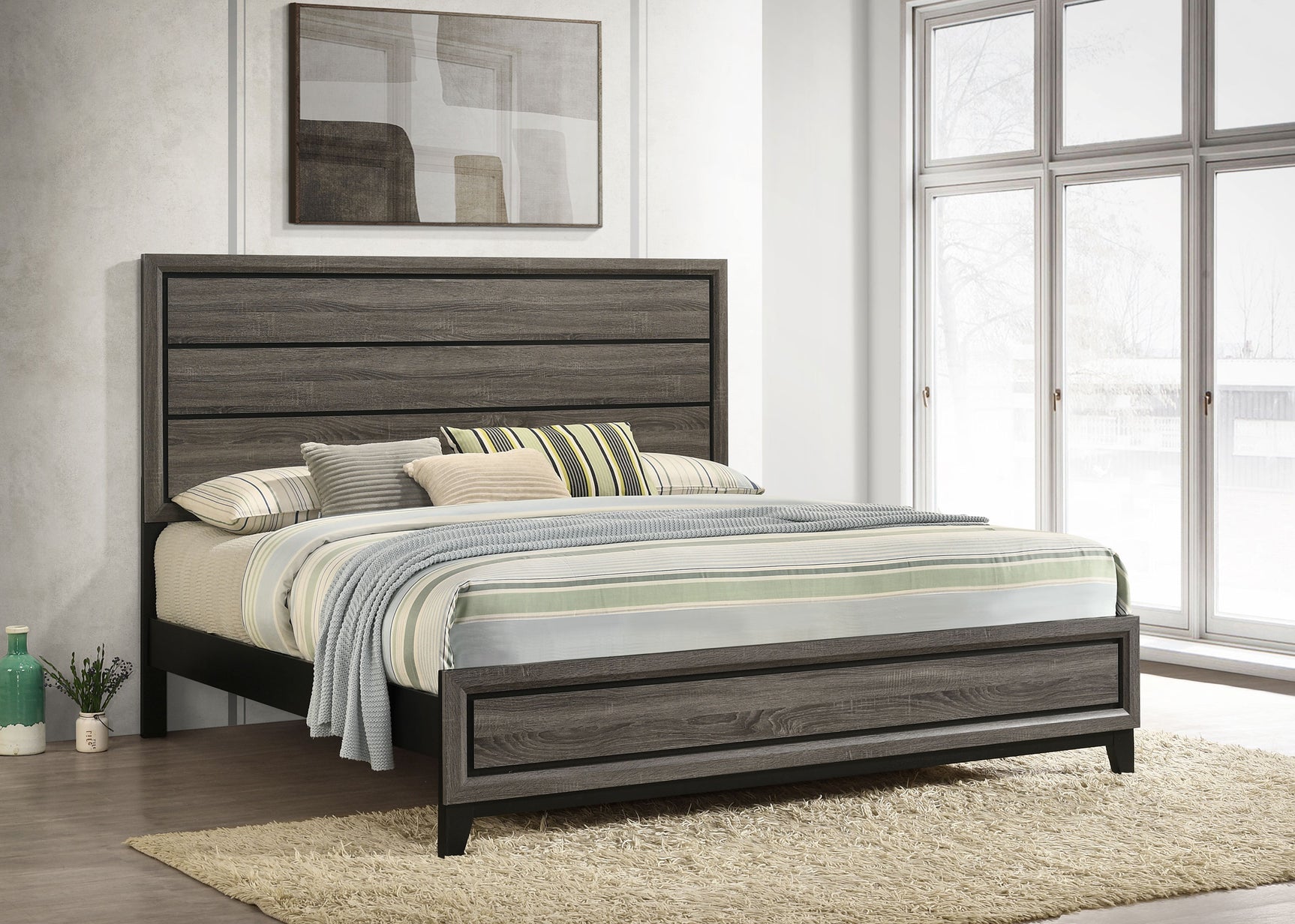 Watson Wood Eastern King Panel Bed Grey Oak - Tampa Furniture Outlet