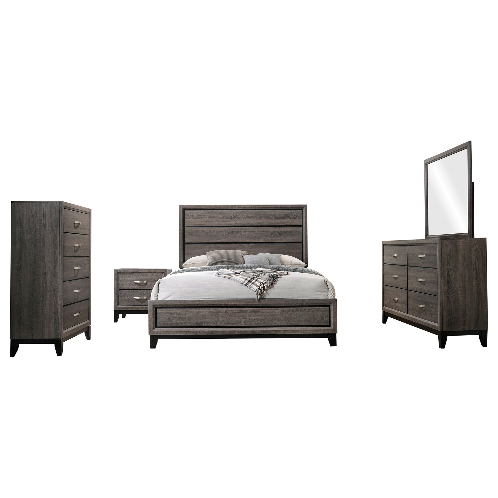 Watson Five-piece Queen Bedroom Set Grey Oak - Tampa Furniture Outlet
