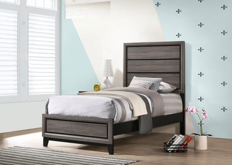 Watson Wood Twin Panel Bed Grey Oak - Tampa Furniture Outlet