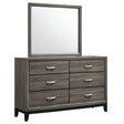 Tampa Furniture Outlet - Coaster - Watson 6-drawer Dresser with Mirror Grey Oak - 212423M