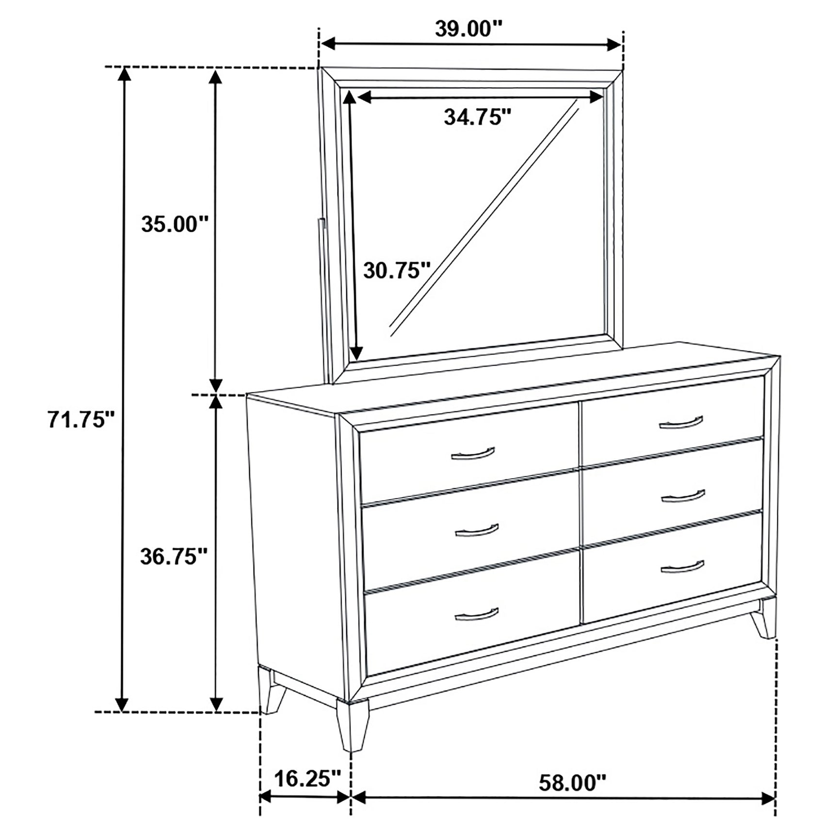Watson 6-drawer Dresser with Mirror Grey Oak - Tampa Furniture Outlet
