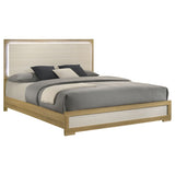 Hyland Eastern King Panel Bed LED Headboard Natural - Tampa Furniture Outlet