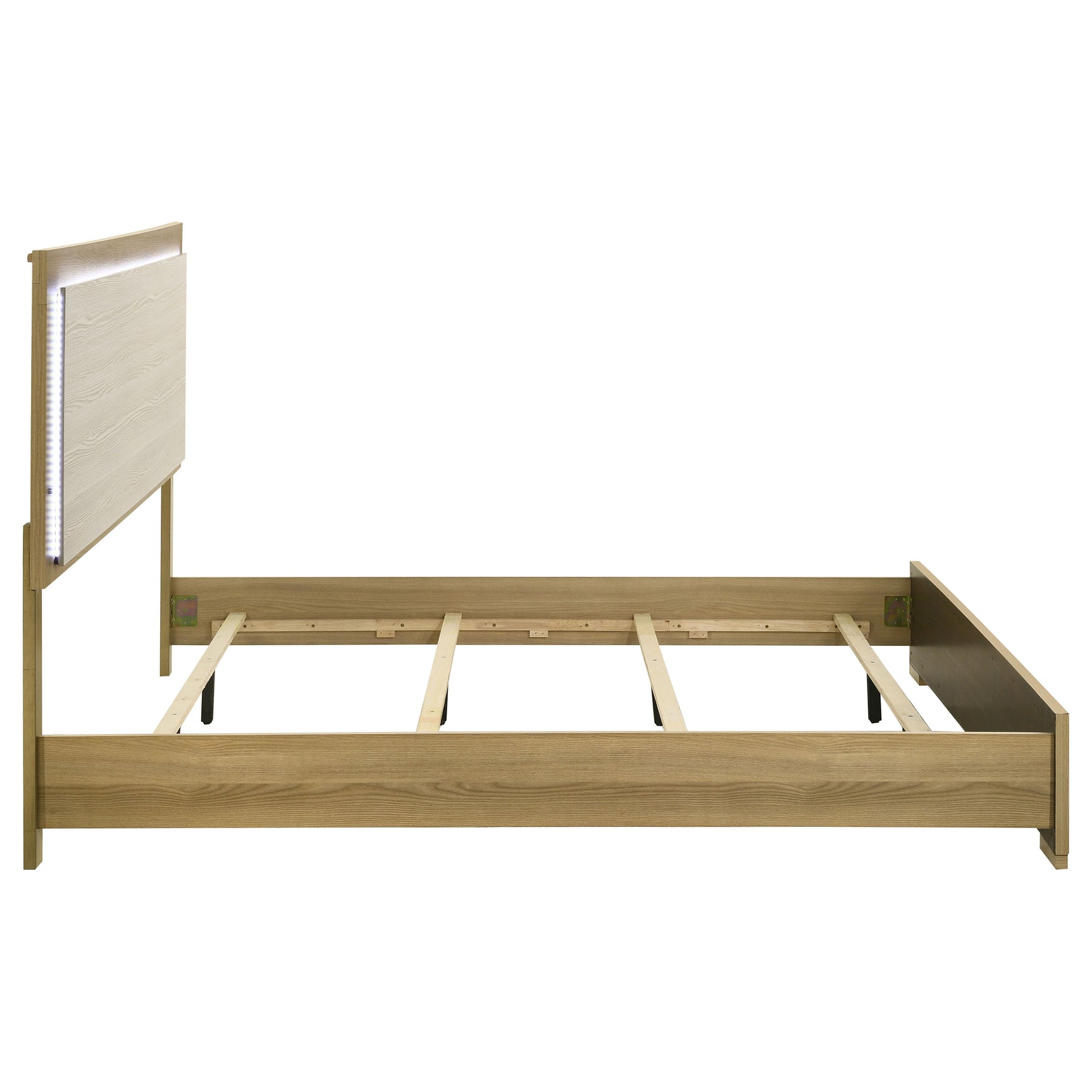 Hyland Eastern King Panel Bed LED Headboard Natural - Tampa Furniture Outlet