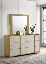 Hyland 6-drawer Dresser with Mirror Natural - Tampa Furniture Outlet