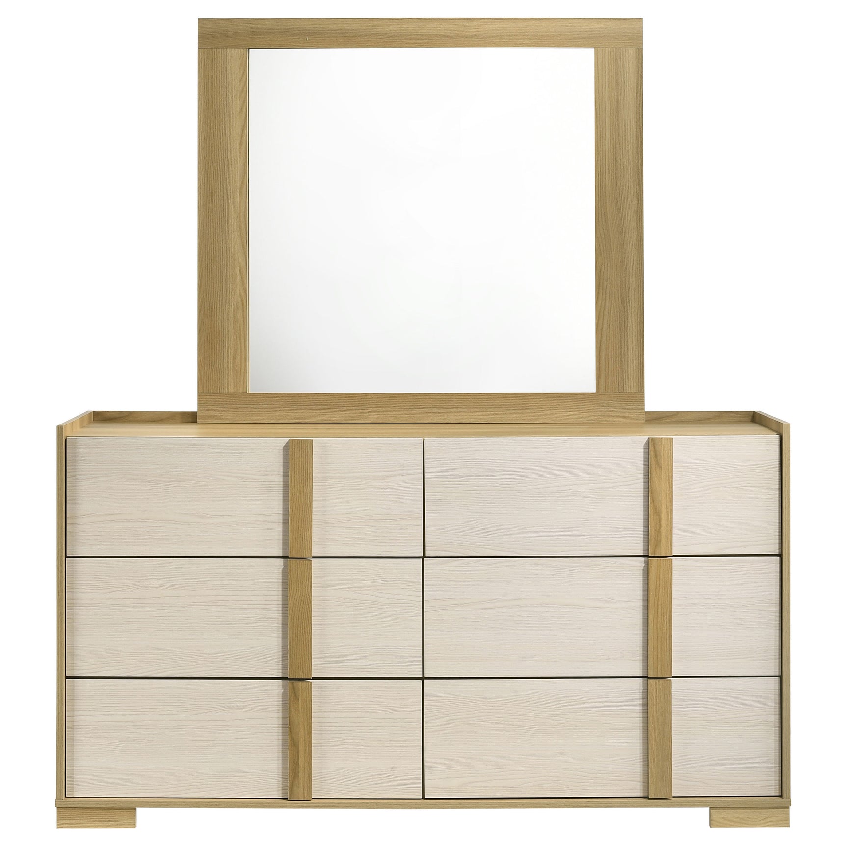 Hyland 6-drawer Dresser with Mirror Natural - Tampa Furniture Outlet