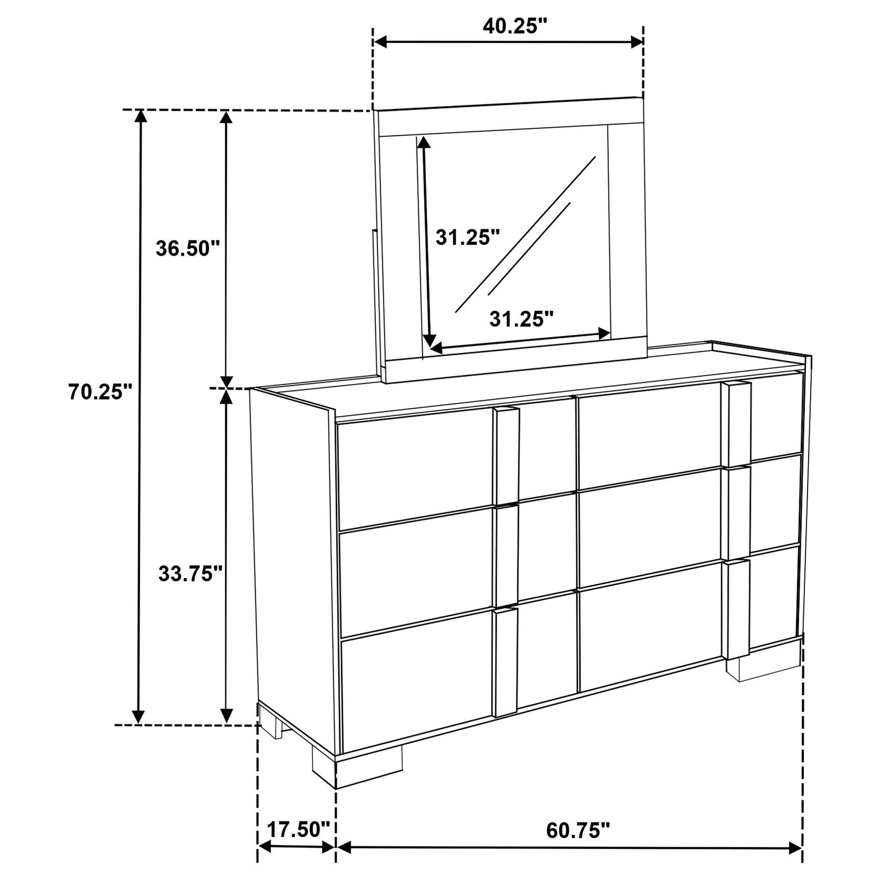 Hyland 6-drawer Dresser with Mirror Natural - Tampa Furniture Outlet