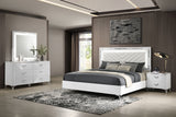 Tampa Furniture Outlet - Coaster - Cassia 4-piece Eastern King LED Bedroom Set White High Gloss - 215791KE-S4