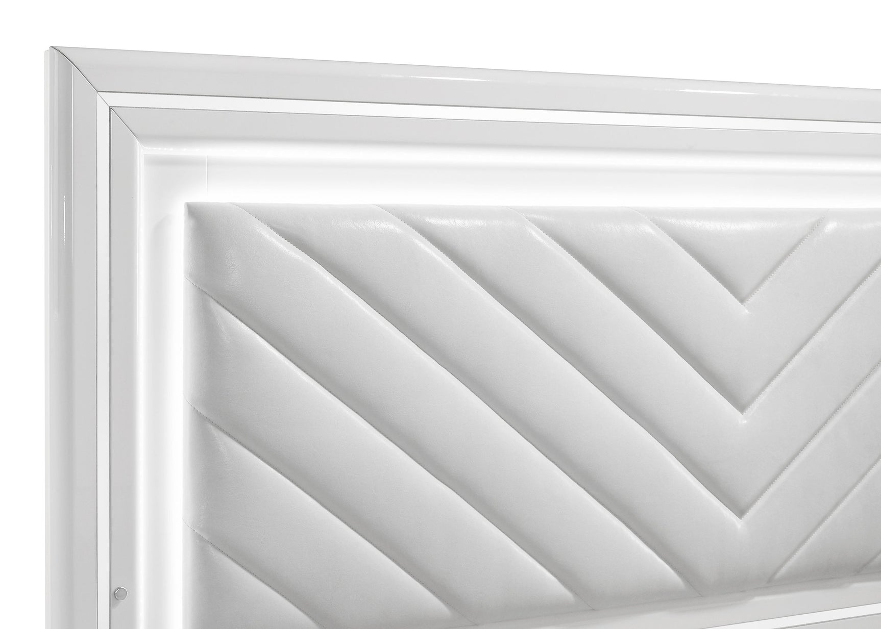 Cassia Queen LED Panel Bed White High Gloss