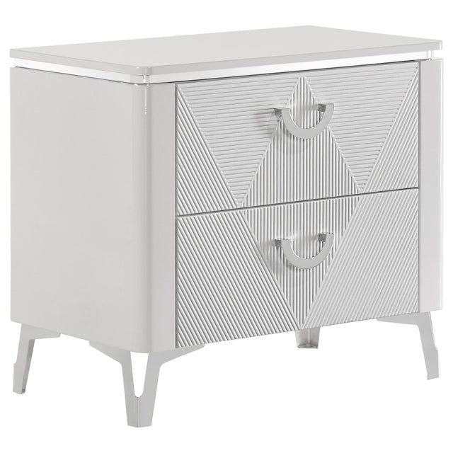 Tampa Furniture Outlet - Coaster - Cassia 2-drawer Nightstand Bedside Table White High Gloss - 215792