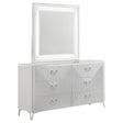 Tampa Furniture Outlet - Coaster - Cassia 6-drawer Dresser Cabinet with Mirror White High Gloss - 215793M