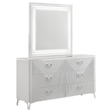 Tampa Furniture Outlet - Coaster - Cassia 6-drawer Dresser Cabinet with Mirror White High Gloss - 215793M
