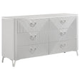 Tampa Furniture Outlet - Coaster - Cassia 6-drawer Bedroom Dresser Cabinet White High Gloss - 215793