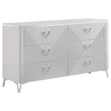 Tampa Furniture Outlet - Coaster - Cassia 6-drawer Bedroom Dresser Cabinet White High Gloss - 215793