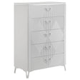 Tampa Furniture Outlet - Coaster - Cassia 5-drawer Bedroom Chest of Drawers White High Gloss - 215795