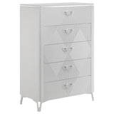 Tampa Furniture Outlet - Coaster - Cassia 5-drawer Bedroom Chest of Drawers White High Gloss - 215795