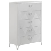 Tampa Furniture Outlet - Coaster - Cassia 5-drawer Bedroom Chest of Drawers White High Gloss - 215795