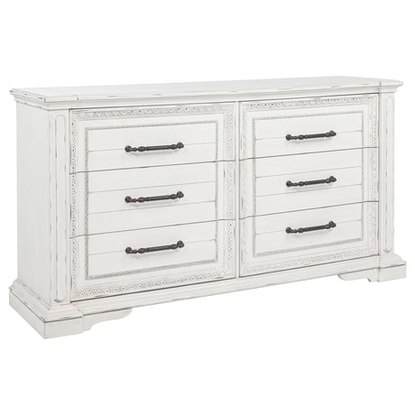 Tampa Furniture Outlet - Coaster - McKinney 6-drawer Bedroom Dresser Cabinet Vintage White - 215873