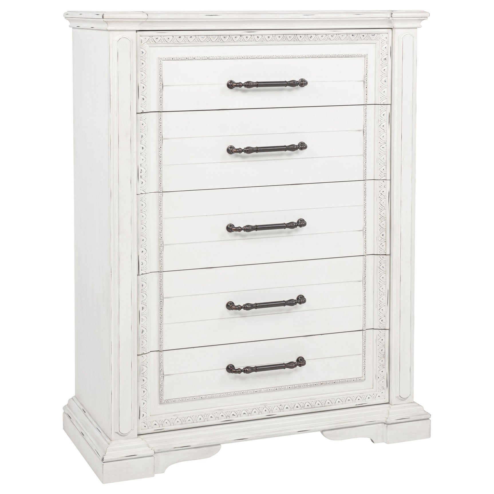 Tampa Furniture Outlet - Coaster - McKinney 5-drawer Bedroom Chest of Drawers Vintage White - 215875