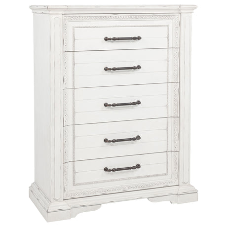 Tampa Furniture Outlet - Coaster - McKinney 5-drawer Bedroom Chest of Drawers Vintage White - 215875