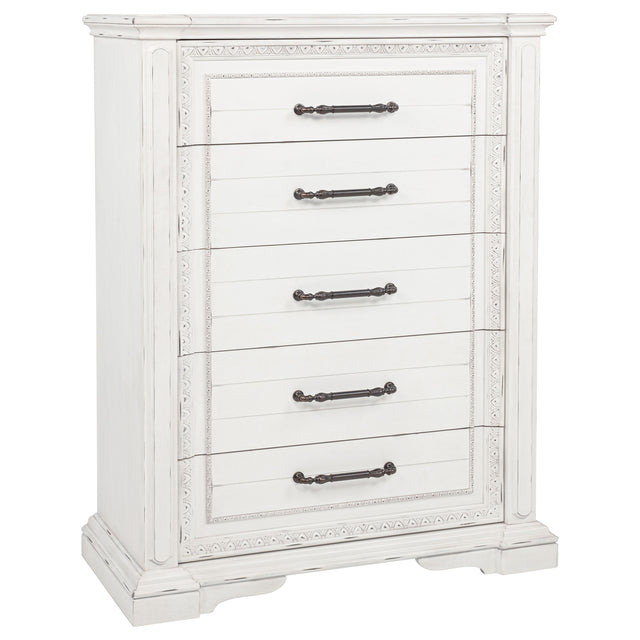 Tampa Furniture Outlet - Coaster - McKinney 5-drawer Bedroom Chest of Drawers Vintage White - 215875