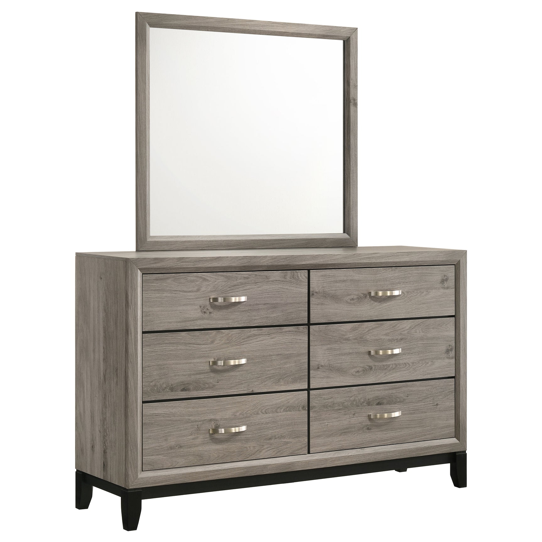 Tampa Furniture Outlet - Coaster - Valen 6-drawer Bedroom Dresser and Mirror Light Taupe - 215913M