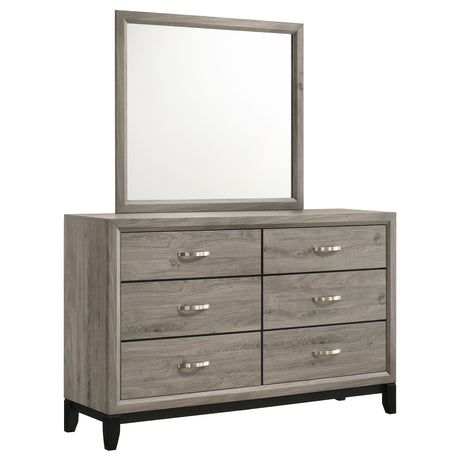 Tampa Furniture Outlet - Coaster - Valen 6-drawer Bedroom Dresser and Mirror Light Taupe - 215913M