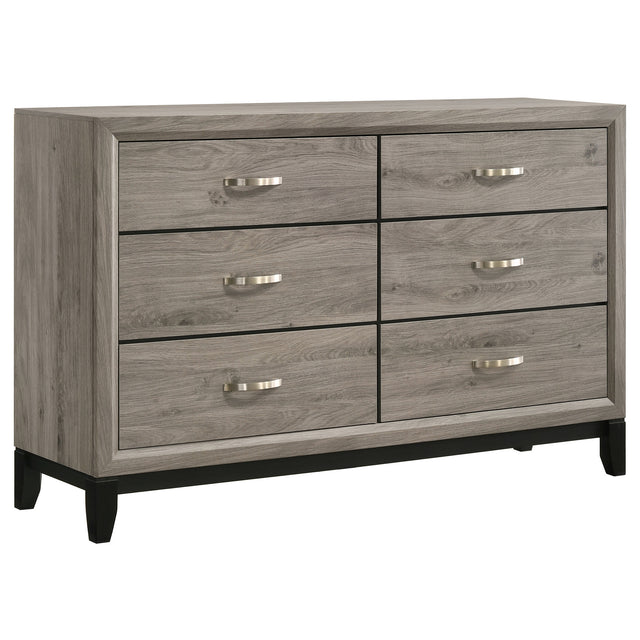 Tampa Furniture Outlet - Coaster - Valen 6-drawer Bedroom Dresser Cabinet Light Taupe - 215913