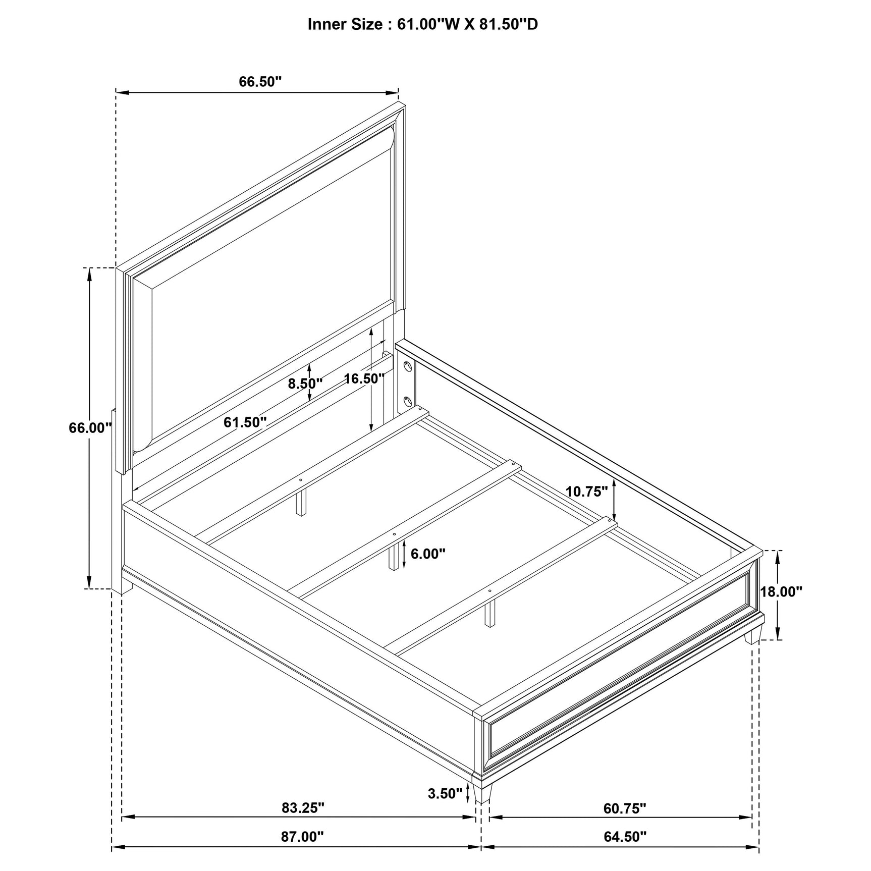 Pembroke 66-inch Queen Panel Bed Washed Oak