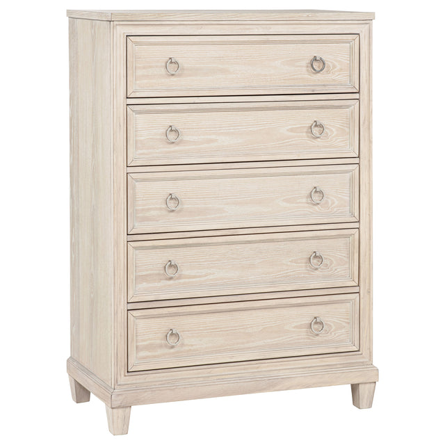 Tampa Furniture Outlet - Coaster - Pembroke 5-drawer Chest of Drawers Washed Oak - 215925