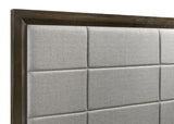 Atlas 64-inch Queen Upholstered Panel Bed Grey and Dark Oak
