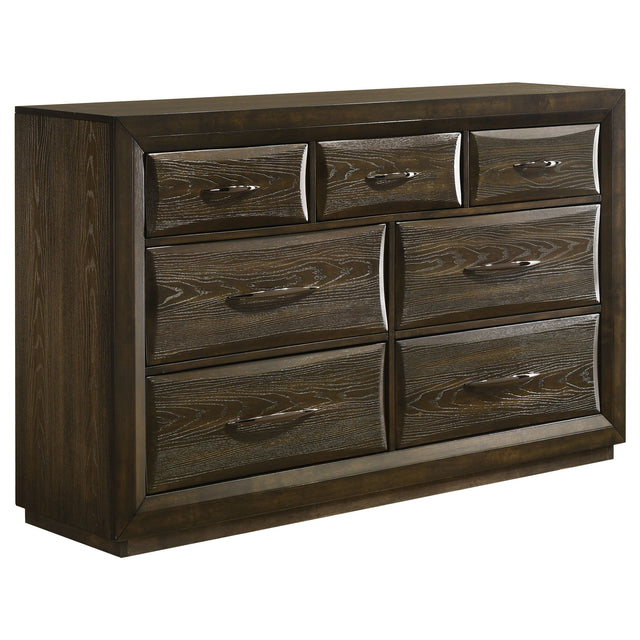 Tampa Furniture Outlet - Coaster - Atlas 7-drawer Bedroom Dresser Cabinet Dark Oak - 215973