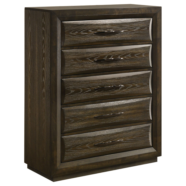 Tampa Furniture Outlet - Coaster - Atlas 5-drawer Bedroom Chest of Drawers Dark Oak - 215975