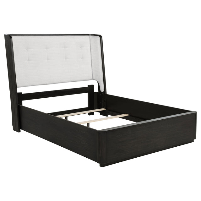 Tampa Furniture Outlet - Coaster - Leandro 55-inch Queen Wingback Bed Burnished Black - 222491Q