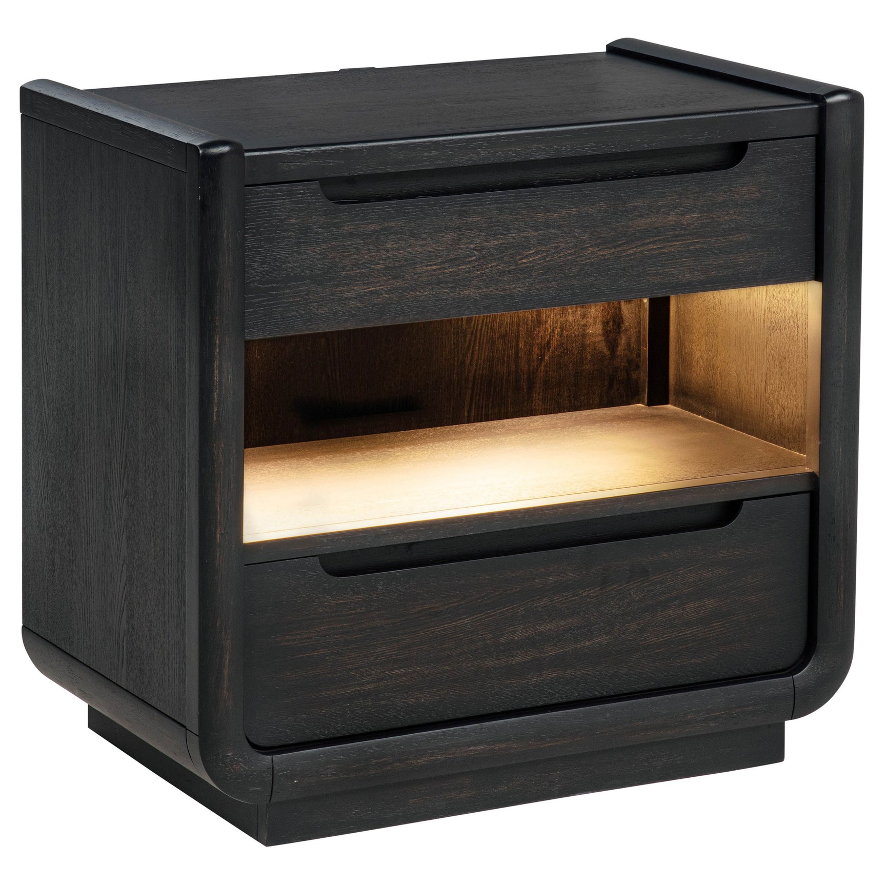 Tampa Furniture Outlet - Coaster - Leandro 2-drawer LED Nightstand with USB Burnished Black - 222492