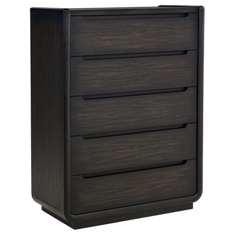 Tampa Furniture Outlet - Coaster - Leandro 5-drawer Bedroom Chest of Drawers Burnished Black - 222495