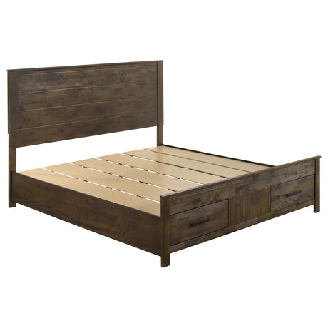 Tampa Furniture Outlet - Coaster - Woodmont Eastern King Storage Bed Rustic Golden Brown - 222631KE