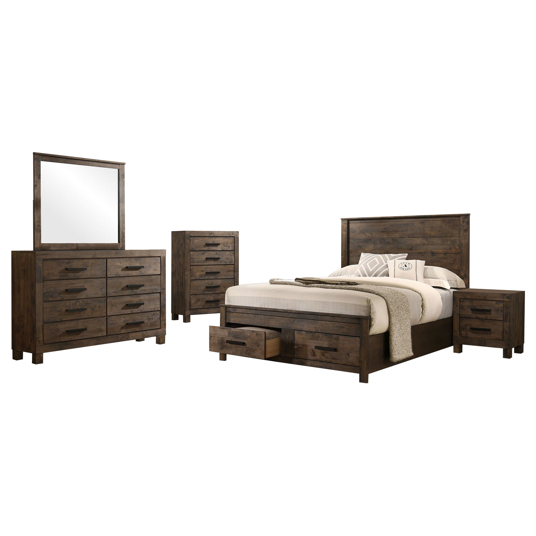 Woodmont 5-piece California King Bedroom Set Golden Brown - Tampa Furniture Outlet