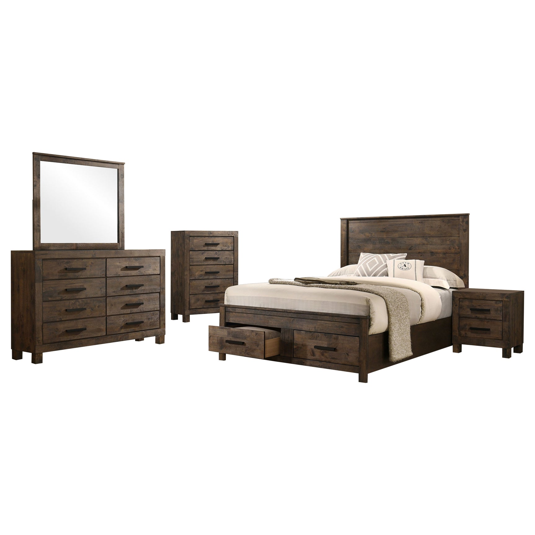 Woodmont 5-piece Queen Bedroom Set Rustic Golden Brown - Tampa Furniture Outlet