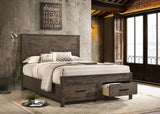 Woodmont Wood Queen Storage Panel Bed Rustic Golden Brown - Tampa Furniture Outlet