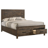 Woodmont Wood Queen Storage Panel Bed Rustic Golden Brown - Tampa Furniture Outlet